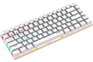 FELICON AK33 Tastiera meccanica Bluetooth Gaming Wireless & Wired due modalità, 3 canali di connessione Bluetooth, 18 RGB Chroma Rainbow Backlit, 82 tasti anti-ghosting (interruttore blu, bianco)