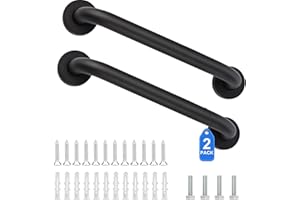Bosdontek 2 Pezzi Maniglione Bagno, Antiscivolo Maniglia Doccia Anziani in Acciaio Inox, Multifunzionale WC Maniglione Doccia per Supporto per Disabili Anziani Gravida Bambini (Bianco, 30 cm) (Nero)