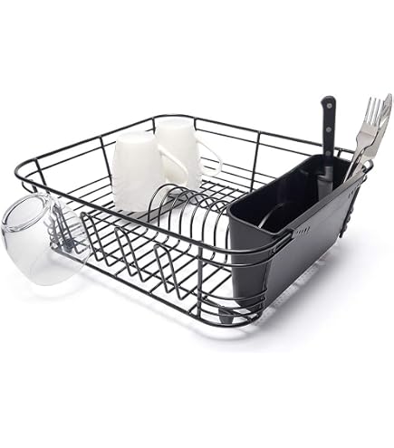 Simplywire Kitchen Sink Caddy - Stainless Steel & Grey Utensil Holder With Removable Drip Tray