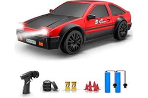 ACAMMZAR Voiture Télécommandée Drift, 1:24 20KM/H 4WD Voiture Télécommandée Tout Terrain Enfant Adulte, RC Drift Car pour Les Garcon de 5 6 7 8 9 10 Ans, avec lumières LED, Deux Piles, Rouge et Noir