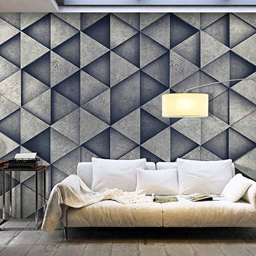 FOTOTAPETE 350x245 cm - VLIES TAPETE PREMIUM - PROFI QUALITÄT - 3 Farben zur Auswahl - Top moderne Wanddeko - Wandbilder XXL - Riesen Wandbild - Top Design Tapete - Neue exklusive Edition mit noch besser Druckauflösung - Deutsches Premium Vlies - Beton 3D Dreiecke f-B-0073-a-d