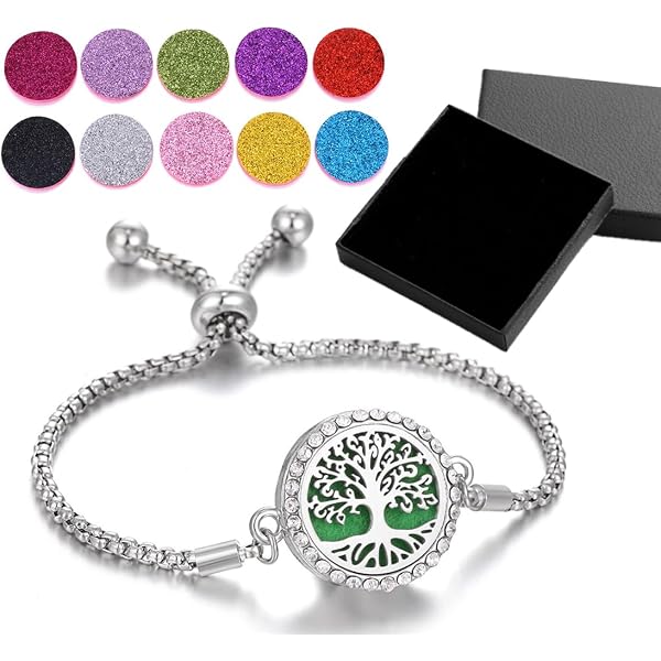 Bracciale Aromaterapia Regolabile Diffusore Cuore Argento e Strass - 5478