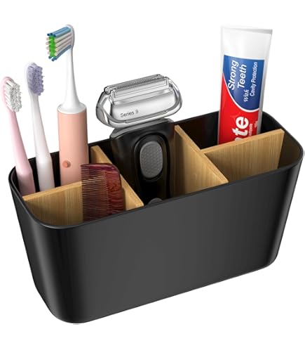 Portaspazzolino Da Bagno Con 3 Scomparti - Organizer Per Spazzolini Elettrici, Dentifricio, Smontabile E Antiscivolo - Foto 3