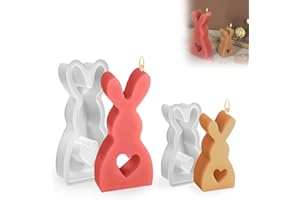 BAICAI Silikonformen Gießformen,Silikonformen Ostern,Silikonform Hase, Kaninchen Silikonformen Ostern Hasenform für Ostern, Ostern Hase Backform,Sojawachs Kerzen（2 Stück）