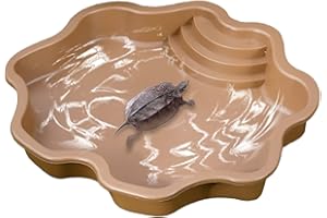 LUCKXING Bañera para Reptiles, Cuenco de Agua para Reptiles, Tortugas Grandes para Reptiles y Tortugas, comedero de lagartos con rampa, comedero para pequeños Geckos, Tortugas
