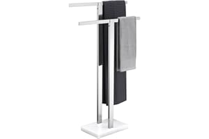 KOKOSIRI Bathroom Towel Rack 2-Tier Standing Towel Racks with Marble Base, Stainless Steel Freestanding Towel Bars, Thicken Steady Design, Polished Chrome THS0001-CH