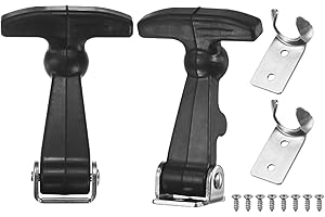 M METERXITY Juego De 2 Pestillos Elásticos De Acero Inoxidable Con Goma, Pestillos Flexibles De 2.6" Con Soporte Y Manija En T De Goma Herramientas/Capó De Motor, Plata Y Negro