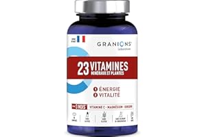 GRANIONS 23 VITAMINES - Multivitamines Magnesium, Vitamine D, Vitamine C, Zinc, Chrome, Ginseng, Selenium, Iode - Energie & Vitalité - Anti Fatigue - 90 Comprimés Format 3 MOIS - Fabriqué en France