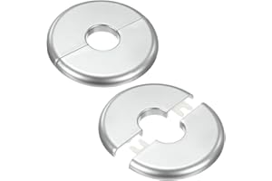 M METERXITY 2-Pack Wall Split Flange, for 0.8 Inch/20mm OD Pipe ABS Escutcheon Plate Round Self-Adhesive Plumbing Cover Plates for Water Pipe/Faucet [Silver Tone]