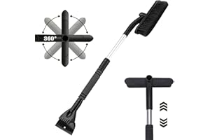 ZHSIHAI Rascador de Hielo Cepillo, Cepillo de nieve para automóvil, cepillo de nieve rascador de hielo, raspador de hielo para automóvil 2 en 1, Cepillo para Nieve Extensible para AutomóViles. (negro)
