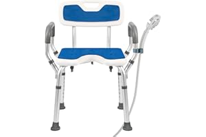 EasyVibe Duschstuhl für Senioren, Duschsitz, Duschstuhl mit Armlehnen und Rückenlehne, Badestuhl für Senioren - Werkzeugfreie Montage, Höhenverstellbar, Tragfähigkeit von 150 kg