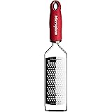 Microplane Grattugia da cucina Lama spessa Acciaio inossidabile Rossa Serie Gourmet ideale per Formaggio, Carota, Zenzero, No