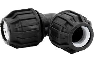 H2O-Flex® PP Fitting 25mm x 25mm Bogen Klemmverbinder mit DVGW Trinkwasserzulassung Verschraubung mit 25mm Winkel für PE Rohr Klemmfitting Adapter Kupplung