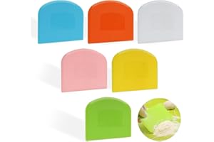 KIKI FANCY 6 Pack Dough Scrapers - Plastic Dough Scrapers, Bench Scrapers, Pastry Scrapers, Food Scrapers, Pizza Dough Cutter, Bread Scraper, Kitchen Scrapers for Baking Food Preparation