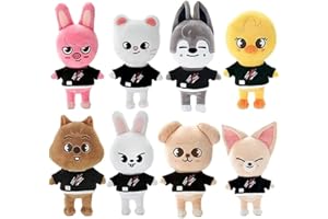 ZWJFDGQM Skzoo Plush Stray-K Doll Oreiller Cute Cartoon Anime in Peluche Chan/Leebit/Dwaekki/Jiniret/Han Quokka/Bbokari/Puppym/Foxi. NY Plush Toy for Stay (8 PCS)