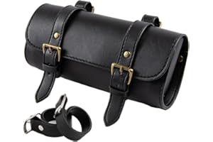 evomosa Sac de Selle de Moto Mini Fourche de Moto Guidon Sac de Rangement d'outils en Cuir PU (A)