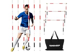 Tansheep Slalomstangen Fussball Trainingsset Slalom Poles 6 Slalom Stangen mit Tasche, 6 Agility-Stöcke mit Feder, 3 Horizontale Stöcke für Koordinationstraining, Slalom, Fußball, Hundesport