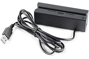 Posunitech MSR100 Lettore di carte a banda magnetica USB, Lettore macchina POS per tessere, programmabili e integrazione con varie Localizzatori GPS, Nero