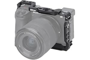 Nitze A6700 Cage pour Sony Alpha 6700 Appareil Photo avec Pince pour Intégré Cold Shoe, NATO Rail et Plaque de Fixation Rapide Arca - T-S12A