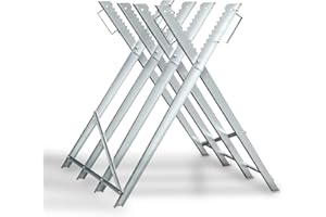 Tubiaz Cavalletto Taglialegna, Cavalletto per sega per legno in metallo, Pieghevole, per motoseghe o seghe a mano, Zincato portata 150 kg, 81 x 80 x 80 cm argento