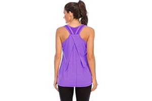 Nekosi Women's Workout Gym Tank Tops Yoga Sports Vest Loose Fit Sleeveless Mesh Backless Running Activewear
