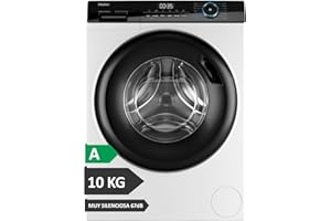 Haier I-Pro Series 3 HW100-B14939-IB- Lavadora Carga Frontal 10KG, Función Vapor, Motor Direct Motion, Tratamiento Antibacterias, 1400 RPM, Fin Diferido, Detector Automático de KG, 15 Programas,Blanco