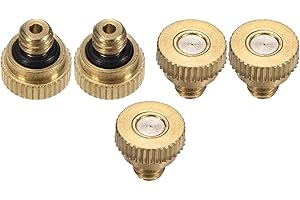 M METERXITY 5-Pack Brass Misting Nozzle, 0.008" 0.2mm Orifice 10/24 UNC O-Ring Replacement Mister Nozzles Plug Mister Heads for Garden Patio Outdoor Cooling System Low-Pressure Atomizing