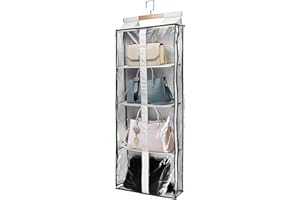 ‎JC-HOUSER JC-Houser Transparenter Schrank Handtaschen Aufbewahrung, Vielseitig Kleiderschränke Handtasche Regal, über der Tür Taschen Aufbewahrung Taschenständer für Schlafzimmer Wohnzimmer (Grau)