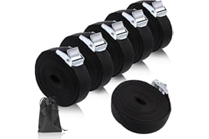 Tie Down Straps, ARPDJK 6 Pcs 25mm x 2.5m Heavy Duty Securing Straps, 250kg Bearing Weight Buckle Webbing Strap for Roof Rack, Cargo, Car Bar, Bicycle, Motorcycle, Luggage, Trailer