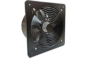 ECUTEE Ventilador axial de 120 W, 2650 m³/h, ventilador de extracción, 300 mm, extractor de cocina, de metal industrial, para pared/techo en el baño (tamaño de la placa: 350 × 350 mm)