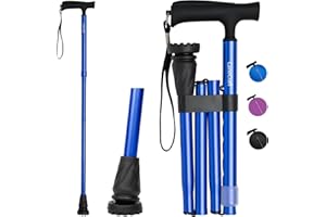 CaneCraft UK Lightweight Folding Walking Stick for Men & Women, Collapsible Cane, Adjustable Foldable Walking Mobility Aid for Elderly, Ladies & Gentlemen, Perfect for Seniors & Adults