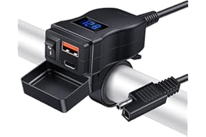 ZEXMTE Motorrad-USB-Ladegerät, USB Typ C PD & Quick Charge 3.0 Motorrad-Telefon-Ladegerät mit Voltmeter & EIN/Aus-Schalter, wasserdichtes 12V USB Steckdose für alle Telefon, Tablet, GPS