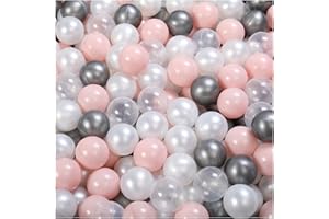 Wharick 100 Pieces 2.17Inches Pit Balls, Phthalate and BPA Free Plastic Ocean Balls, Crush Proof Stress Balls for for 1 2 3 4 5 Years Old Kids Playhouse Ball Pit Pool Accessories Pink Black