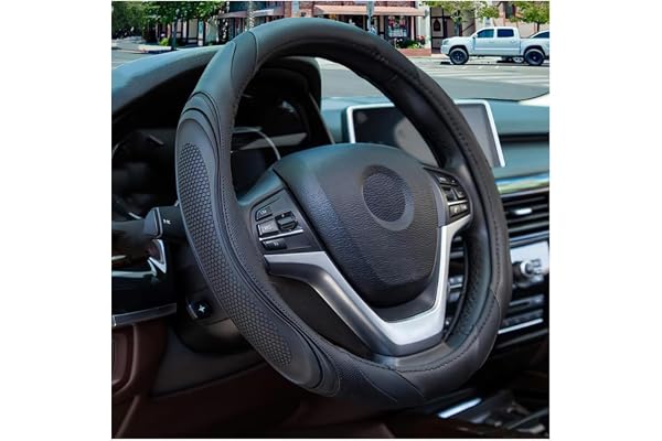 JNNJ Couvre Volant Antidérapant en Microfibre Cuir, Housse de Volant de Voiture pour Femmes et Hommes (Noir)