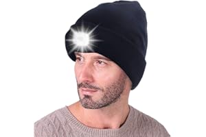 VICTOPER wesho Bonnet tricoté avec lumière - Unisexe - Chaud - En tricot d'hiver - Rechargeable par USB - Avec LED - Avec mains libres - Amovible et lavable - Intensité variable - Pour le jogging, le camping