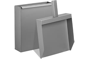 ‎RELAXDAYS Relaxdays Kosz na popiół z łopatą, stal, pojemnik na popiół do kominka i pieca, wys. x szer. x gł.: 35,5 x 23 x 9 cm, szufla do popiołu, srebrny