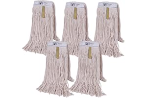 AVERN CLEANING SUPPLIES Kentucky Mops 340g Cotton Py Mop Heads (Pack of 5) Heavy Duty Industrial Use Large PY Yarn Replacements 12oz Schools Offices Commercial Cleaning Avern