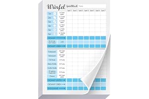 Jean-Philippe Dietz Würfelspiel Block (100 Blatt) - Modernes Design - Übersichtlich & gut lesbar - DIN A5 Blau