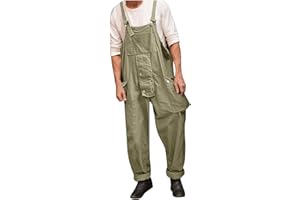 CAXNDYCING Men's Dungarees Retro Overalls Jumpsuit Men Cargo Workwear Leisure Work Trousers Loose Fit Overall Dungarees Plain Long Jeans Work Trousers Baggy Streetwear