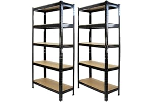 Monster Racking - 2 Rayonnages T-Rax en Acier sans Boulons Noirs 75cm x 30cm x 150cm