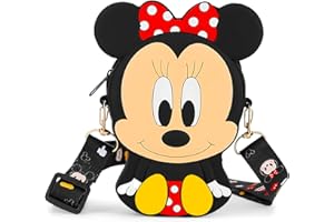 NIUMOWANG Minnie Geldbörse Kinder, Minnie Kinder Umhängetasche, Münzbörse Kinder, Silikon Cartoon GeldböRse, Geldbeutel Kinder Mädchen, mit Verstellbarer Riemenlänge für Kindergeschenke, Geburtstagsgeschenke
