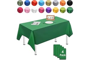 MORAINJAY 4 Pack Dark Green Table Cloths for Party,137x274cm Extra Large Rectangular Tablecloths,Solid Color TableCloth,Wipe Clean|Waterproof|Oilproof Table Cover for Parties,Daily Use,Outdoor Picnic,Weddings