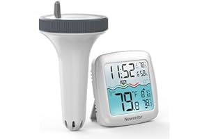 Newentor Funk Poolthermometer - 4-fach Wasserdicht - Antennen-Turbo durchdringt Wände für 100m Reichweite - Schwimmend Wasserthermometer Energiespar-Chip für lange 6-Monate Batterielaufzeit, Weiß