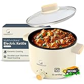 Goodscity Multipurpose Electric Kettle with Ceramic Coating 1.2L| Multi Cooker Kettle Boil, Steam, Fry, Saute|Multi Cook for 