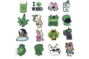 ZUWIJEQ 16 Stück grüne Pflanzen Schuh Charms, Schuh Charms, Cartoon PVC Schuhanstecker, DIY Schuhdekoration, artoon Schuh Dekoration, Schuh Anstecker Kinder, Schuh Pins, für Kinderpartys Geschenk