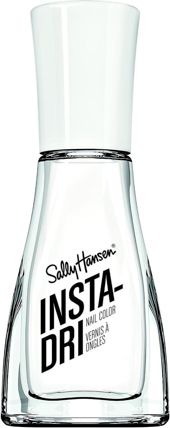Sally Hansen Insta-Dri Nail Polish, White On Time, 60 Seconds Quick Drying, Long Lasting, Streak Free, Shiny Finish, 3-in-1 Formula, Built in Base and Top Coat, 9.17ml