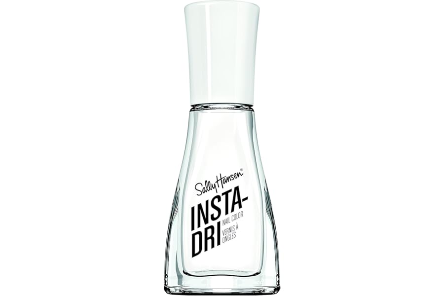 Sally Hansen Insta-Dri Nail Polish, White On Time, 60 Seconds Quick Drying, Long Lasting, Streak Free, Shiny Finish, 3-in-1 Formula, Built in Base and Top Coat, 9.17ml