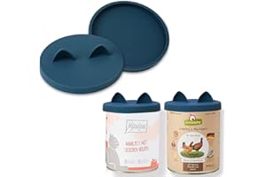 OHMO Pet Can Tin Lids, 10cm BPA Free Silicone Covers for Cat and Dog Food (800g, 1200g), Dark Blue, 2-Pack