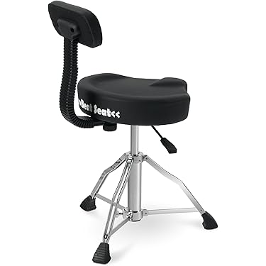 SONICAKE Drumkruk, in hoogte verstelbaar van 43-60 cm, opvouwbaar, met antislip gevoerde zitting, extra dikke 8 cm bekleding, zwart