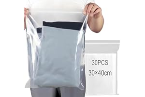 GESDYO Clear Seal Bags Waterproof Luggage Organiser 30Pcs Reusable and Sealable Plastic Bag, Suitable for Travel, Business Travel, Office, and Home Storage 30X40CM
